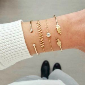 “Delilah” Diamond Leaf Layered Cute Boho Bracelets